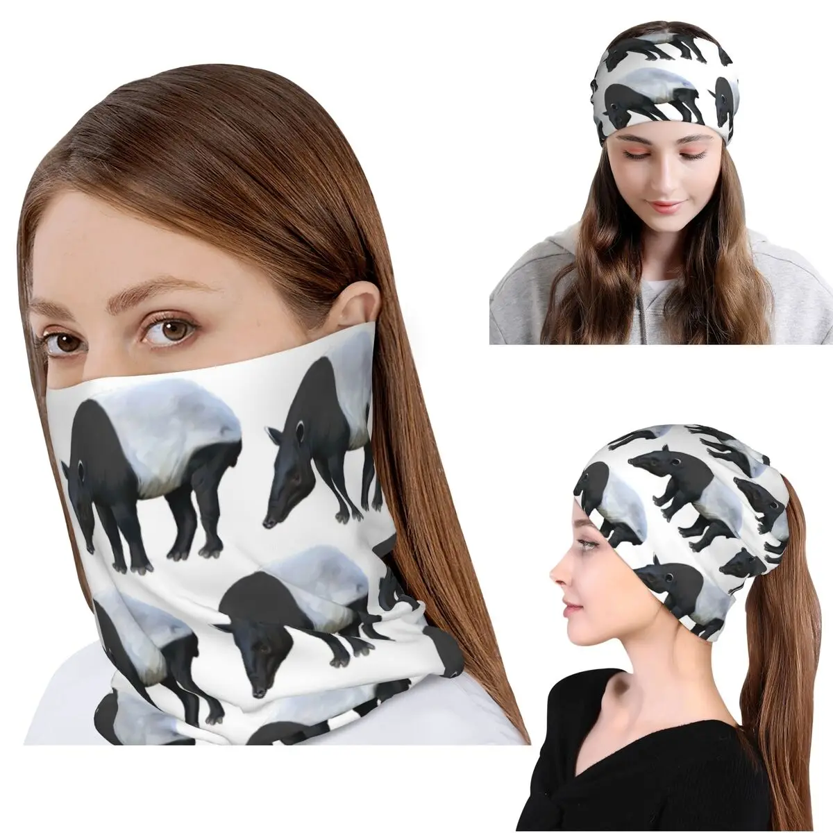 

Malayan Tapir Bandana Neck Cover Wrap Scarf Multi-use Cycling Scarf Beanies Hat for Men Women Adult Winter