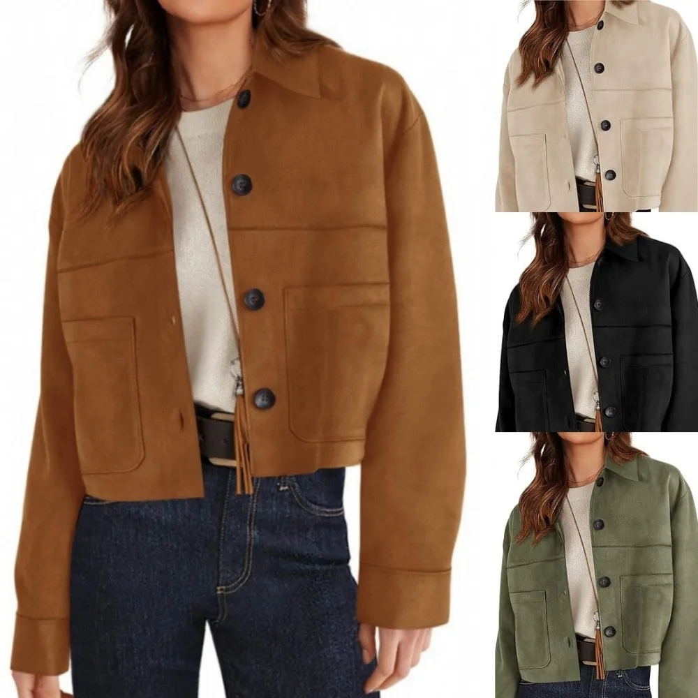 

Женская винтажная куртка-пальто на осень-зиму 2026: однотонная, повседневная, свободного кроя