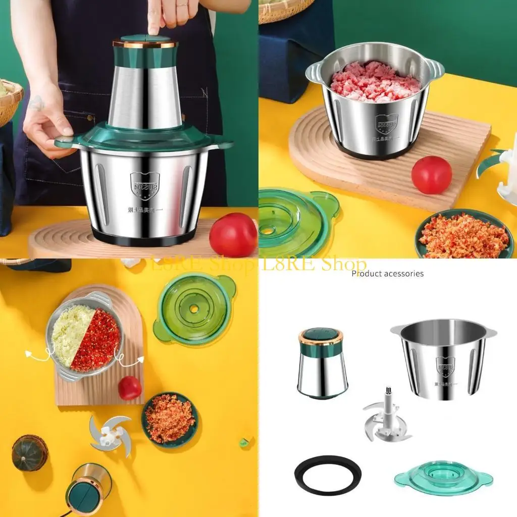 L8RE Large Capacity Commercial Household Electric Grinder Stainless Steel Mincer Kitchen Appliances Processor