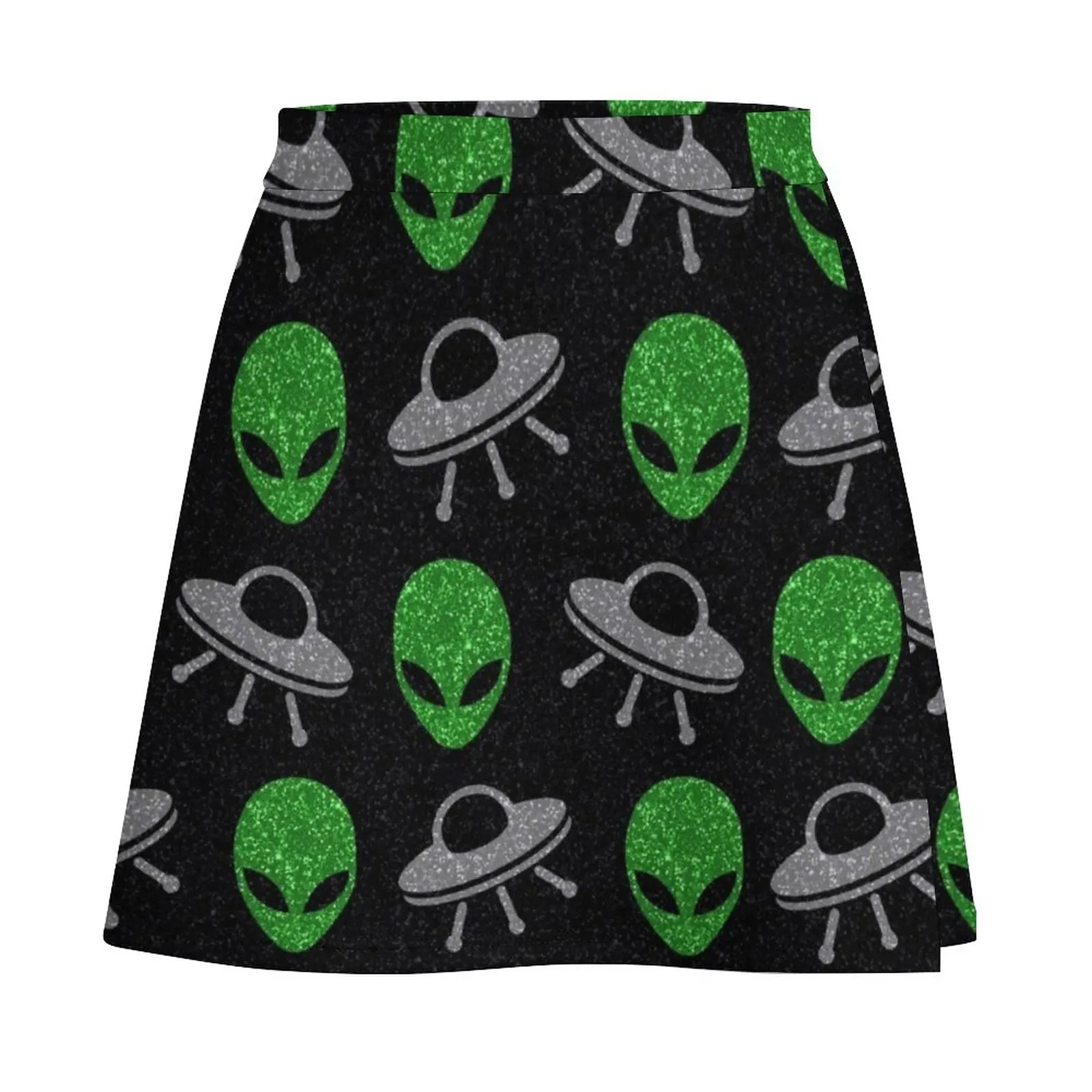 Minifalda con patrón de OVNI para mujer, pantalones de falda, hacer contacto, Alien