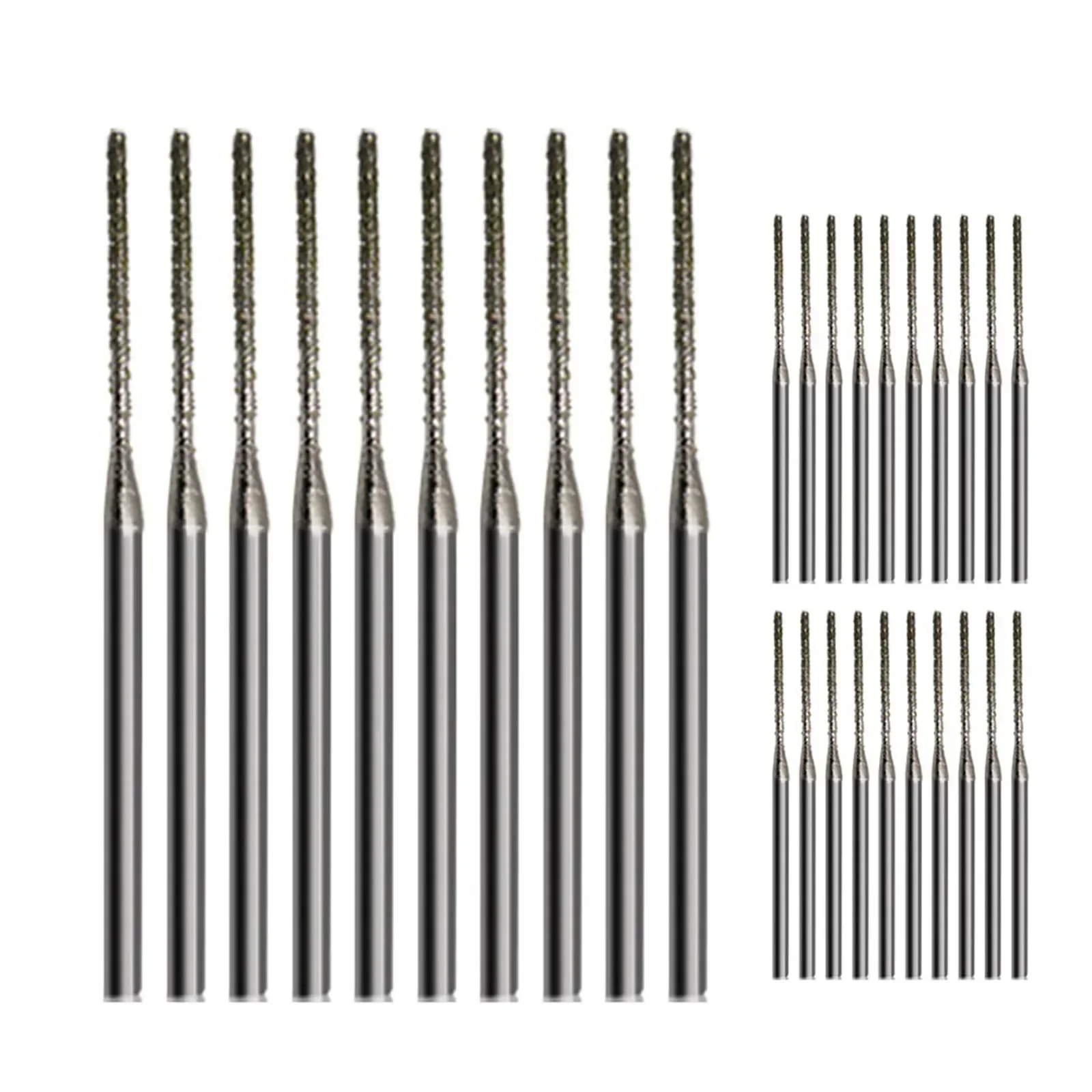 30Pcs Diamond Drill Bit Polishing Bit Cylindrical Grinding Head 0.8-2.5mm 80mesh 2.35mm Shank Gems Lapel Jewelry Engraving Tool