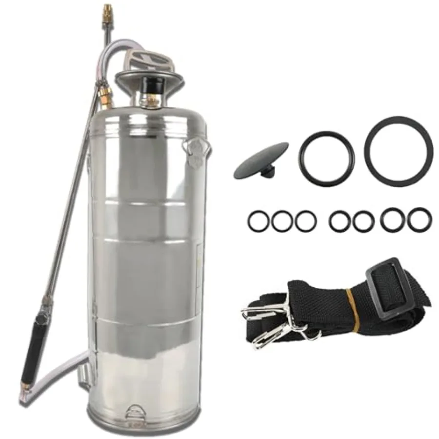 

Ручной распылитель из нержавеющей стали на 3,5 галлона с манометром, предохранительным клапаном и регулируемой насадкой для садоводства и ухода за газоном