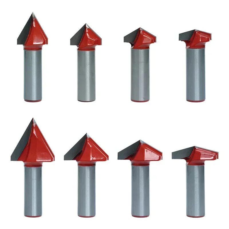 3D V Type Slotting Cutter Bit Router Bit CNC Solid Carbide Cutters Woodworking Milling Cutter For Wood Bit Face Mill SHK 12.7mm