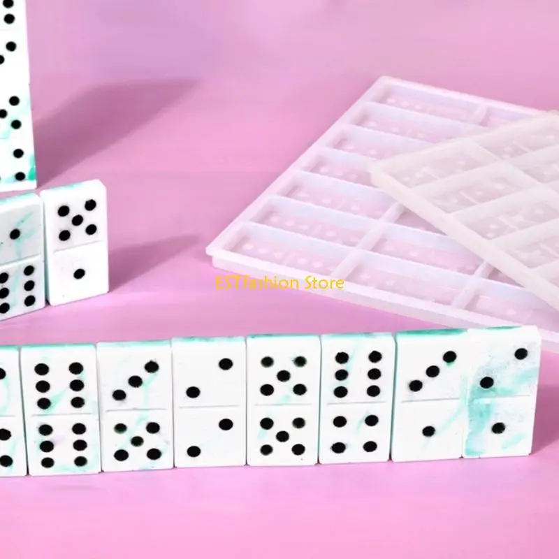 Y5GC Dominoes Game Ornament Crafts Silicone Mold Set Epoxy Jewelry Mold Resin Casting Pendant Mold Suitable for Diy Crafts