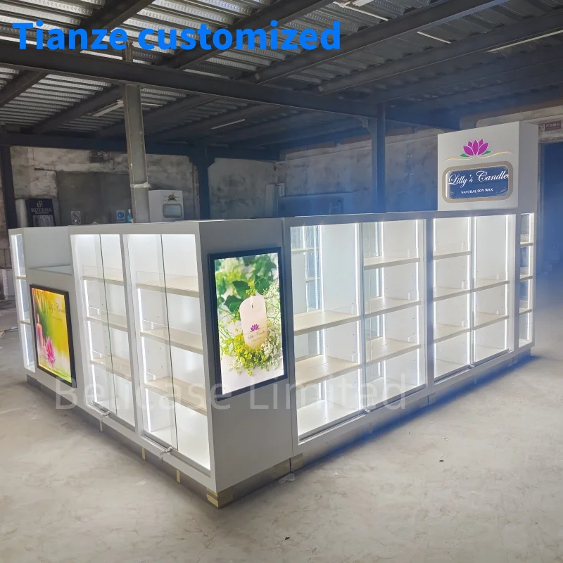 (Customized) luxury jewelry display jewelry glass showcase jewelry display cabinet candle kiosk shopping mall jewelry kiosk