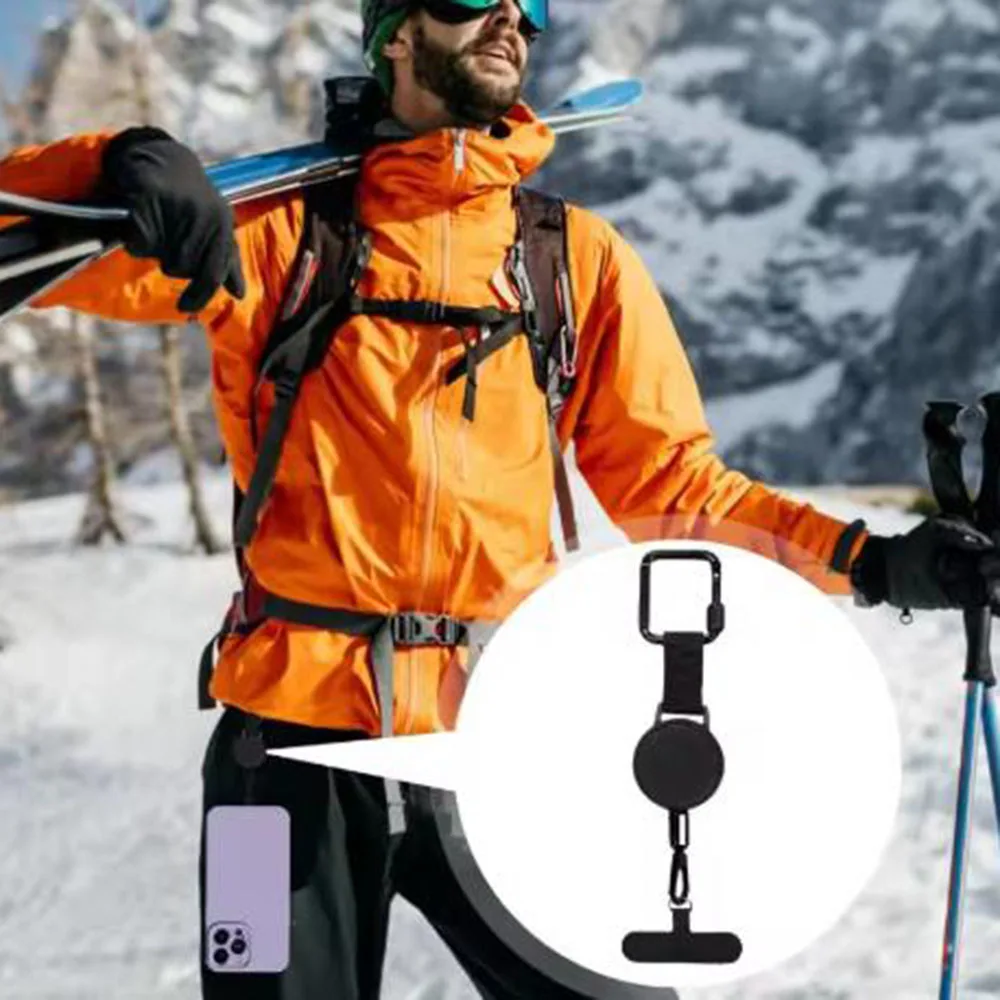 

Outdoor Cellphone Lanyard Strap Carabiner Belt Clip Retractable Anti-Theft Phone Holder Travel Climbing Riding Key Buckle Gadget