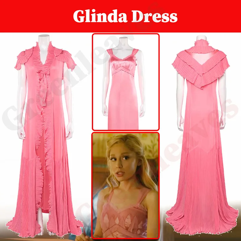 

Glinda Pink Dress Wicked For Good Cosplay Costume Sleepdress Long Robe Coat Slipdress Women Adult Female Halloween Suits