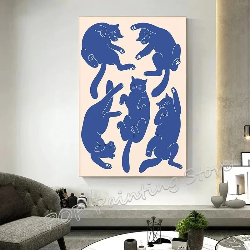 اليابانية Kawaii القط زلابية رامين المشارك روح الدعابة الكرتون قماش اللوحة أنيمي المطبخ جدار ديكور #2