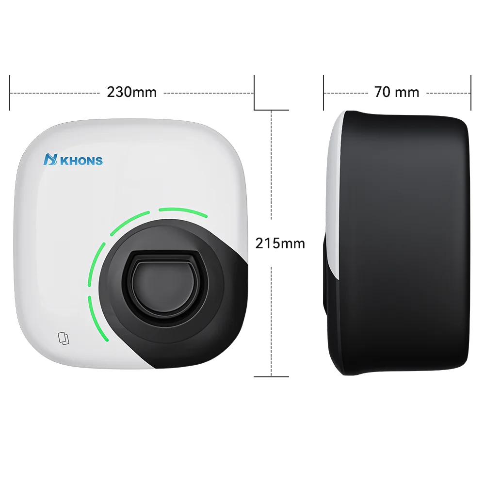 Khons 7KW شاحن السيارة الكهربائية Type2 كابل 32A 1 المرحلة Wallbox APP وظيفة محطة شحن للمركبات الكهربائية IP65