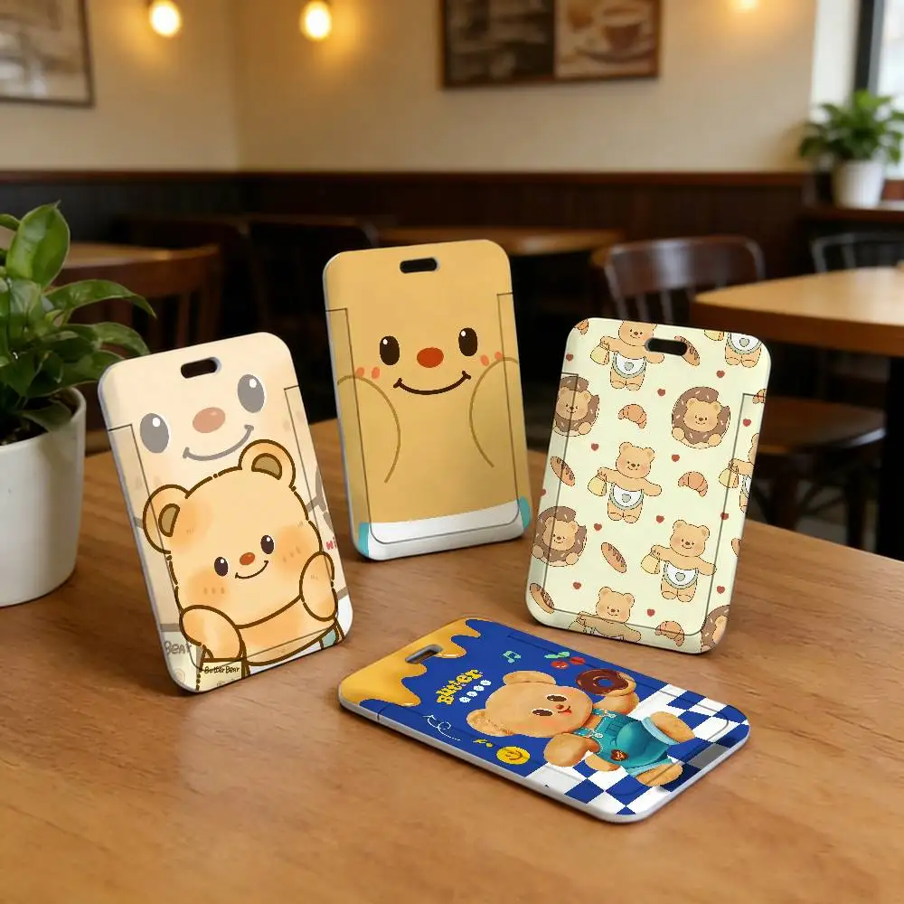 

Милый чехол-держатель для карт B-Butter Bear с ремешком на шею, чехол для идол-карт, держатель для бейджей, чехол для ID-карт с веревочкой для подвешивания