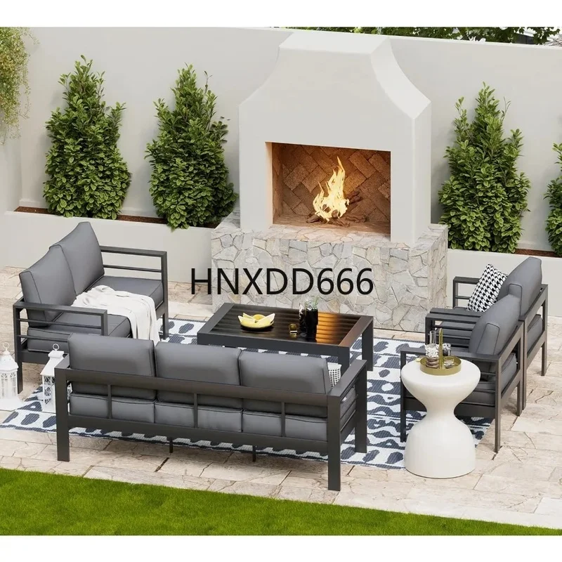 

Oversized Outdoor Aluminum Patio Furniture Set, Sectional Sofa with Cushions for Patios and Conversations