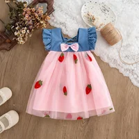 Baby Girl Dress Summer Cherry Mesh Girl's Dress Cute Beach Baby Dress Baby Girl Clothes 2