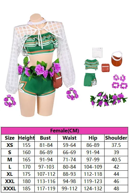 Doreen Green Cosplay Women Beach Style Swimsuit Full Set Costume Roleplay Game Rivals Disguise for Halloween Carnival Party Suit