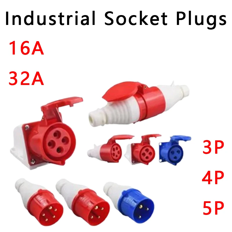 

IP44 Industrial Plug Socket Waterproof Connector 3PIN 4PIN 5PIN 16A/32A Waterproof Electrical Connection Wall Mount Socket