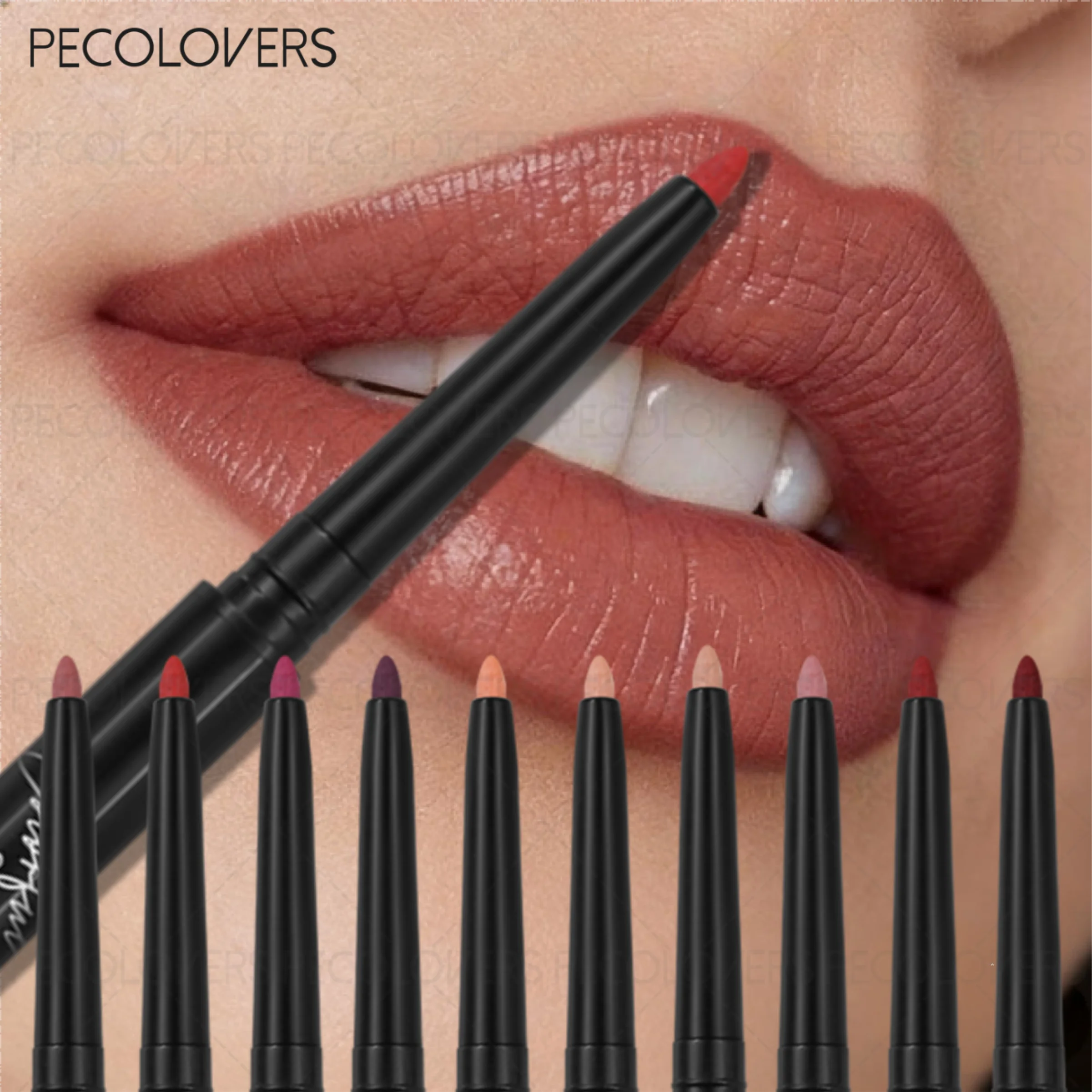 Matter Lipliner, Natürlicher Lippenstift-Stift für Alle Hauttypen, Präzise Definition der Lippenlinien, Nude Pink Beige Rote Töne, Tägliches Make-up