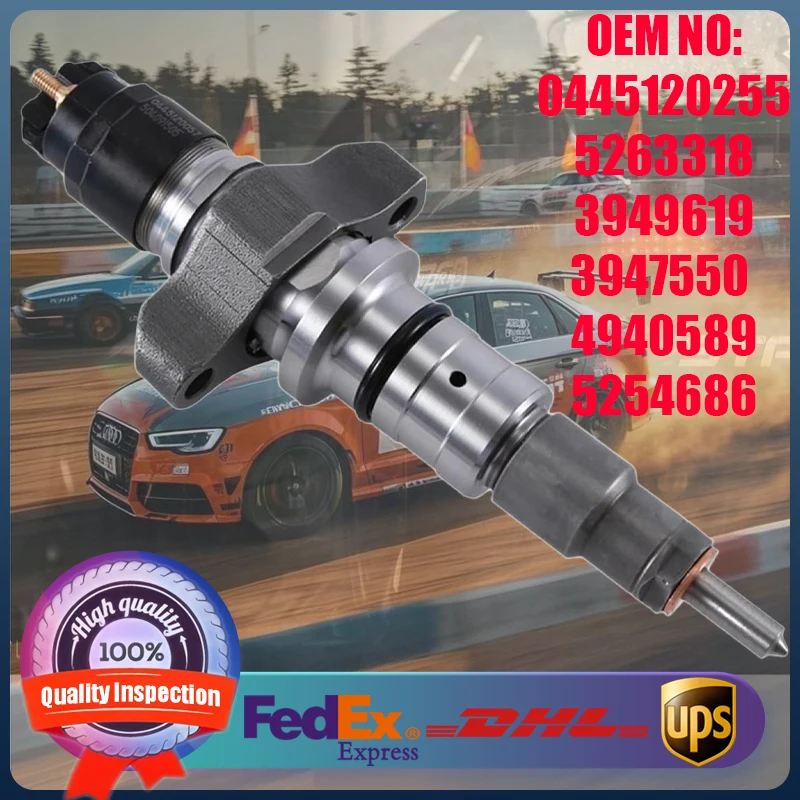 Injektor Bahan Bakar Common Rail 0445120255 5263318 3949619 Cocok untuk Mesin Dodge Ram 2500 3500 Cummins 5.9L