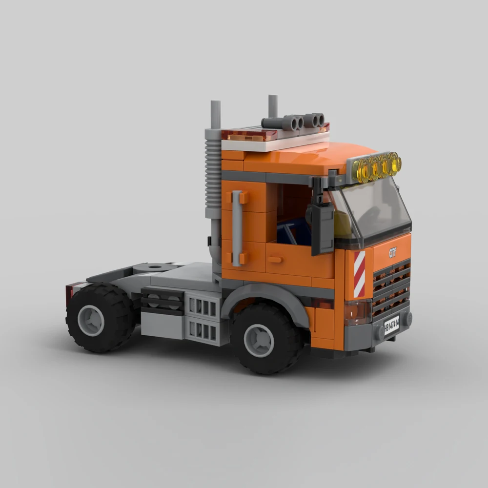 New MOC City Transport Truck and Center Dump Trailer Model Building Blocks DIY Modular Assembly Kids Toy Boys Collectible Gift