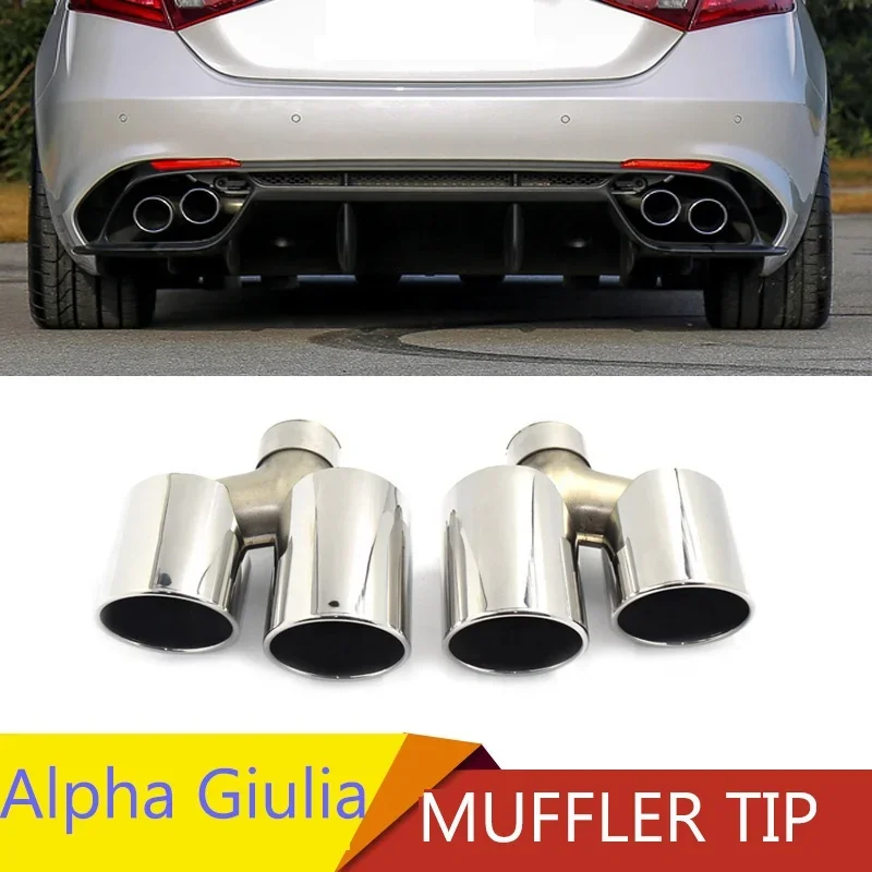 Hotselling 30 Silver Stainless Steel  Exhaust Pipe for Alfa Romeo Giulia Exhaust 200 280 Muffler Tip Exhaust System Nozzle