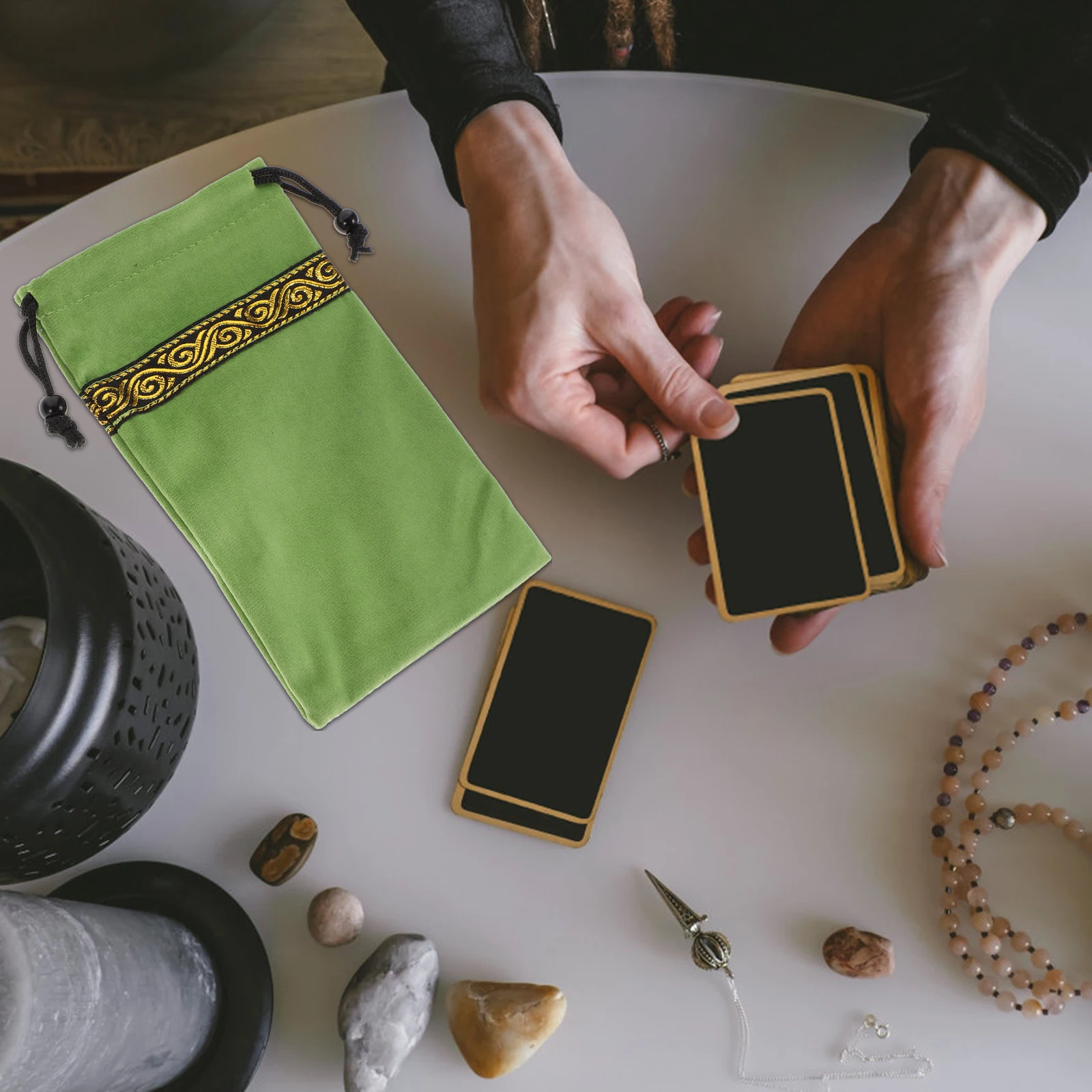 

Mini Tarot Card Bag Drawstring Pouch Velvet Plastic Storage Small Lightweight for Cards Jewelry Gift Packaging Holder