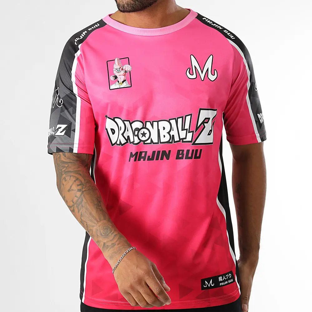 Camiseta de fútbol 3D con motivos de la serie de anime japonesa Dragon Ball, con la imagen de Majin Buu, para hombre y mujer, ideal para el verano, transpirable y de secado rápido, estilo Harajuku.