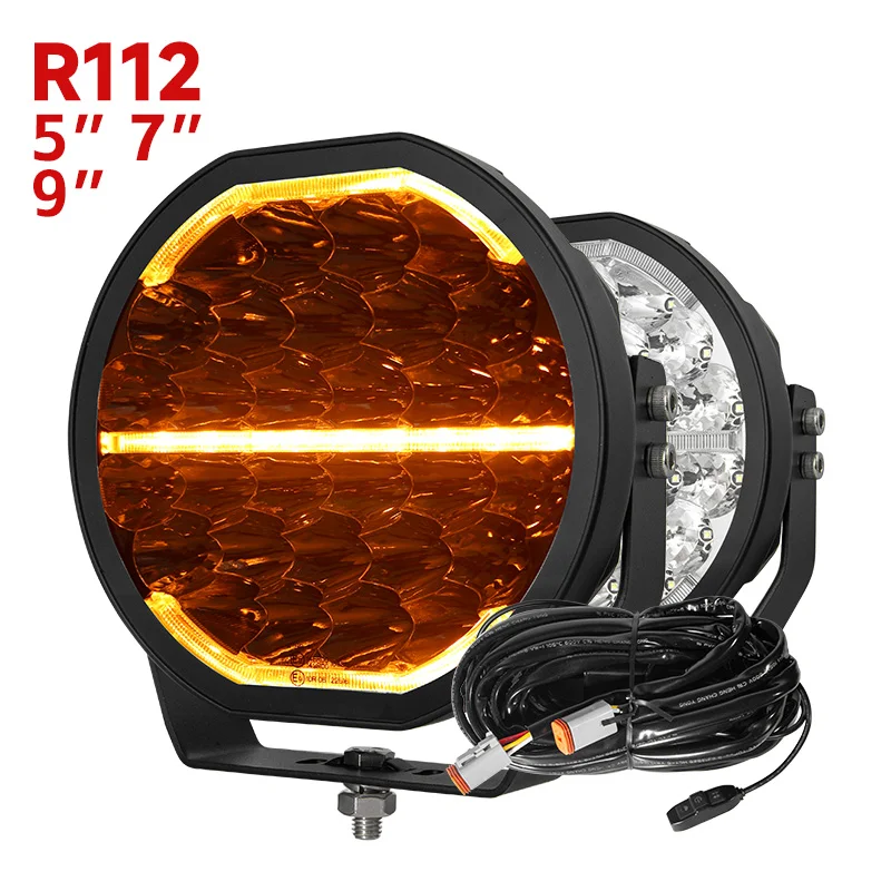 

9'' 150W 12000LM Orange/White DRL 12V 24V Spot Beam 6000k Color Temperture LED Driving Light for Trucks/Forestry/Mining/Cranes