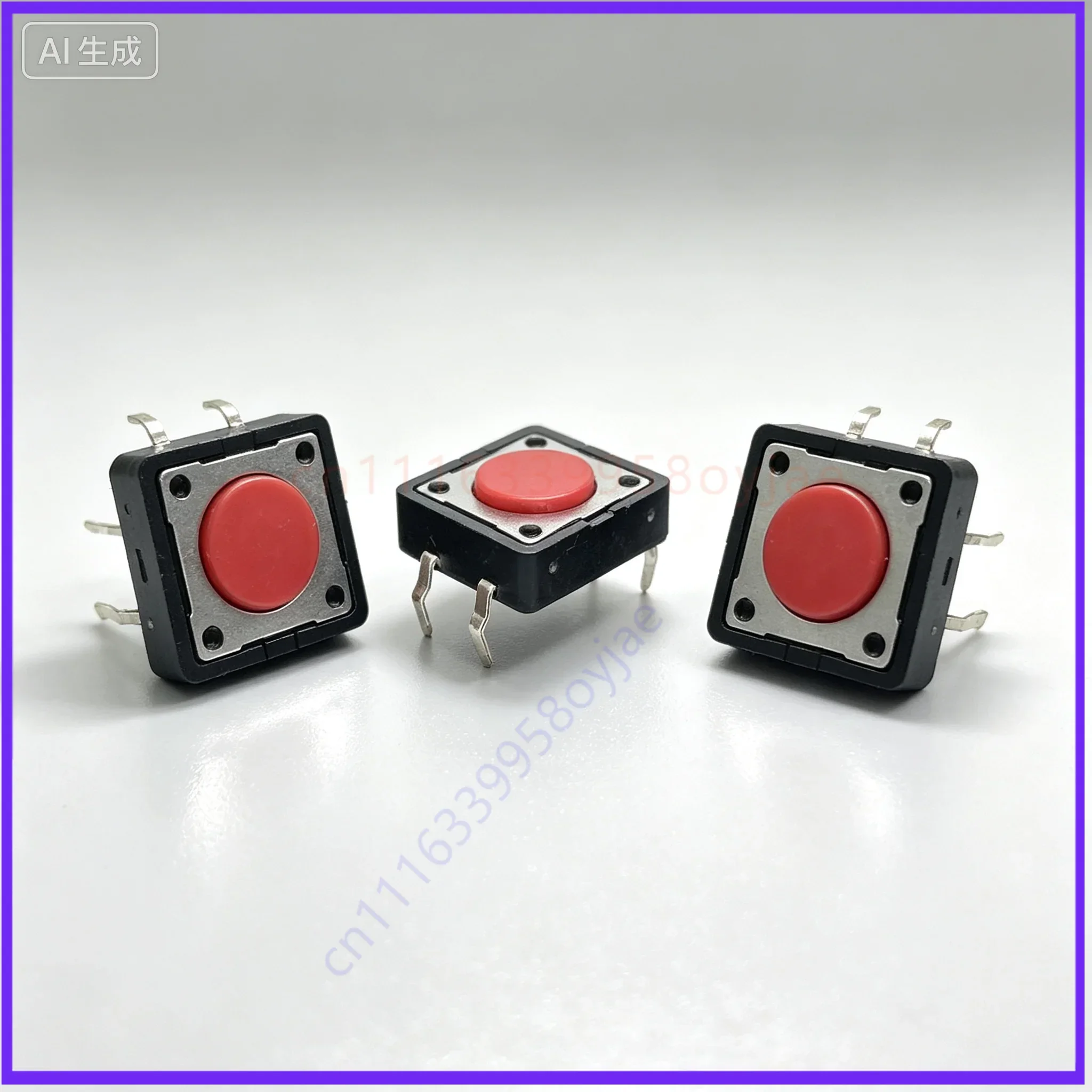 for DTS-21R 4Pin DIP Tactile Switch 12124.3 Square Red Push Button  100pcs
