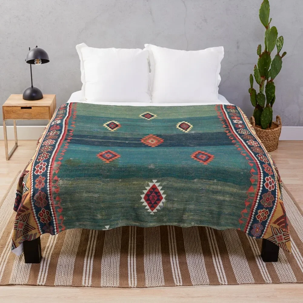 Sivas Antique Turkish Niche Kilim Print Throw Blanket anime Beautifuls Blankets