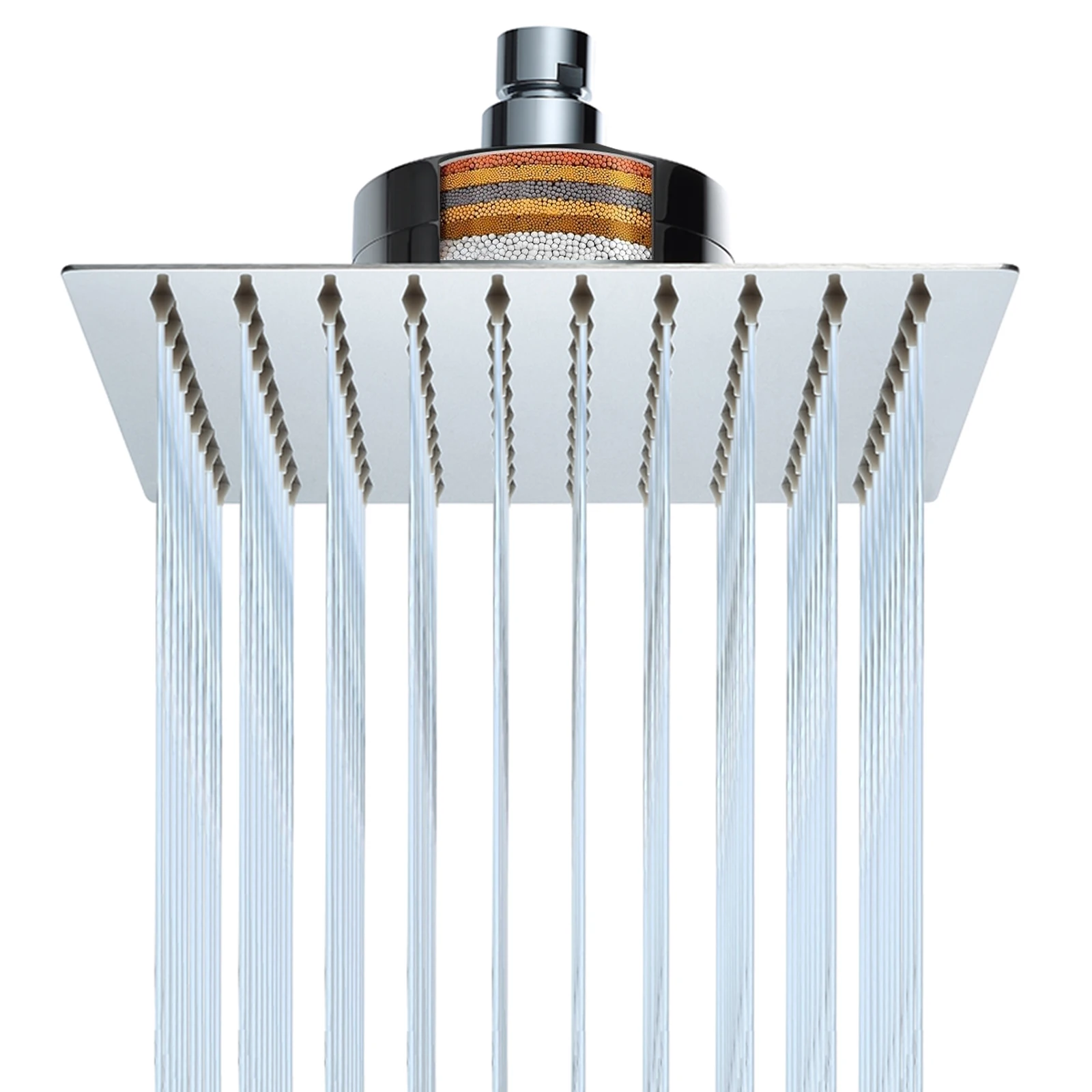 Square Rain Shower Head High Pressure Filtered Top Spray Silicone Nozzles 8/10/12 Inch Chrome Matte Black Bathroom Showerhead