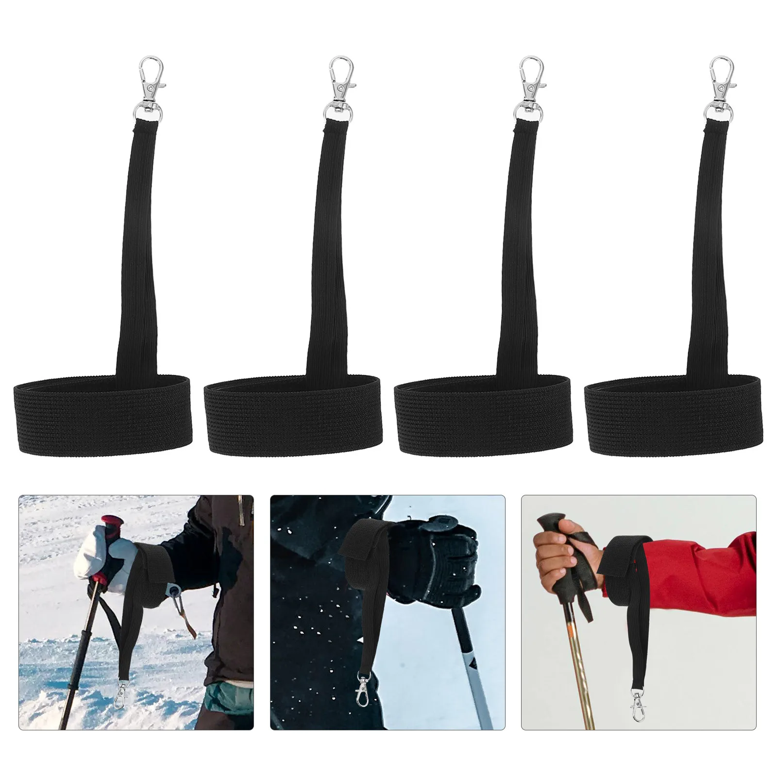 2Pairs قفازات التزلج أحزمة المعصم مكافحة خسر تصميم مرن مع قبضة نونسليب مشبك آمن للرجال النساء على الجليد المشي لمسافات طويلة الشتاء