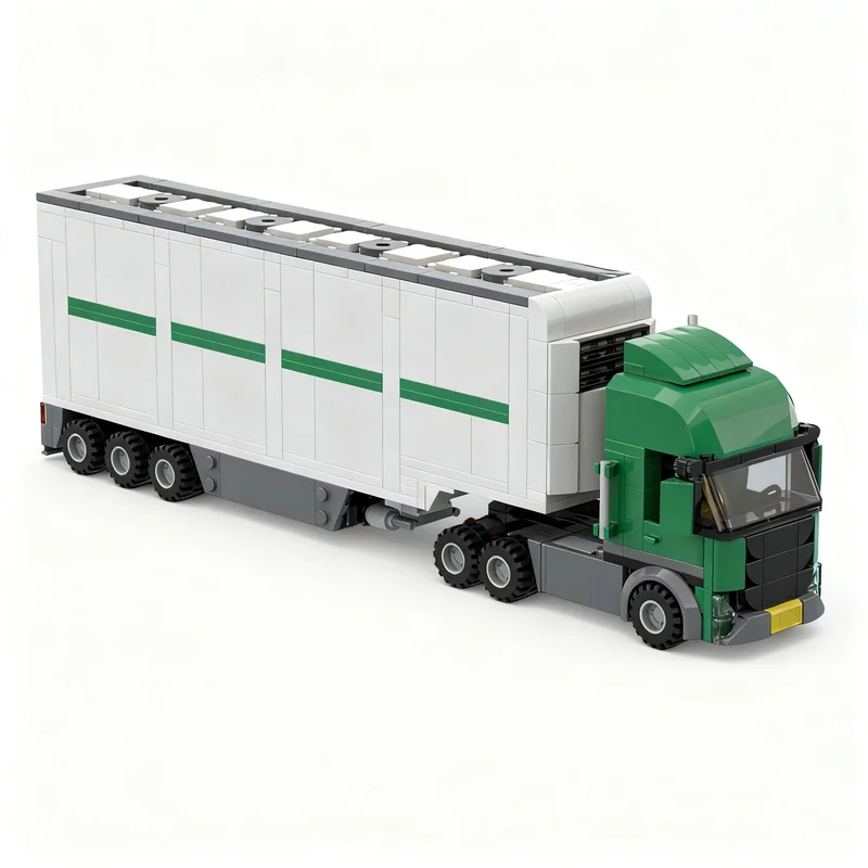 843pcs MOC City Cargo Truck Double Deck Trailer Model Building Blocks Christmas Gift Toy Construction Creative Education Brick