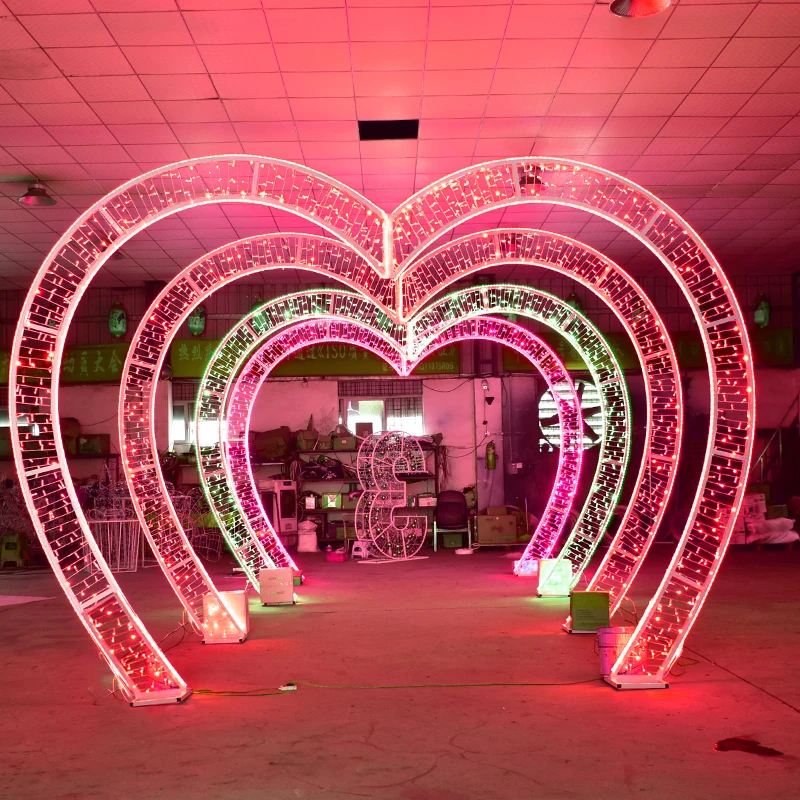 

Outdoor Light Emitting Diode Heart Arch Theme Lights Wedding Festival Street Decoration Christmas Halloween Landscape Home