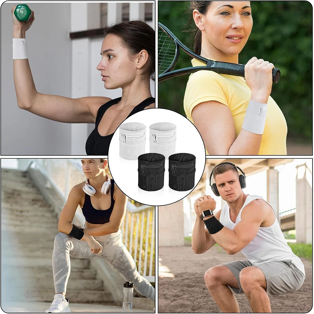 1PC Wrist Wallet Wrist Sweat Bands with Zipper Light Pocket Sports Absorb Sweat Wristbands for Women Men Gym Sports Running