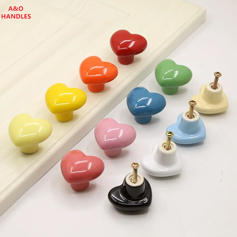 Handles Drawer Cabinet Furniture Kitchen Handles for Cabinet Knob Door Drawer Knob Colour Ceramics Love Type Single Hole