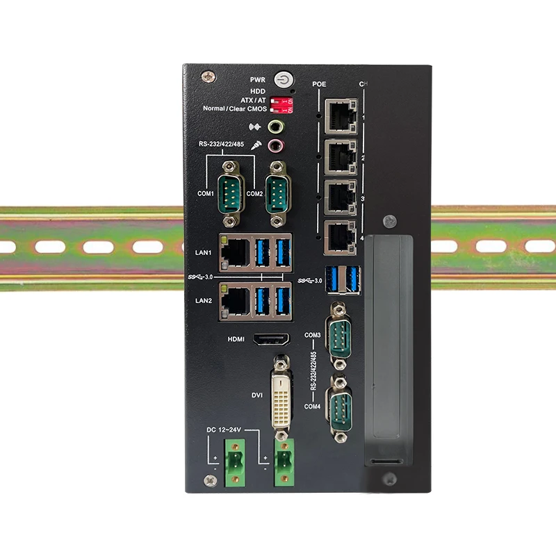 Fanless Din Rail  Embedded IPC  industrial computer   Support 6 / 7 / 8 / 9th Intel  LGA 1151 CPU   12V/24V  1xPCI Slot