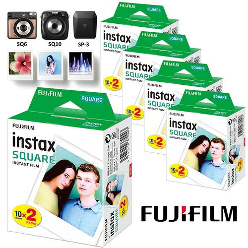 Fujifilm Instax película cuadrada papel fotográfico de borde blanco (10-100 hojas) para Fuji SQ10 SQ6 SQ1 SQ20 película instantáneas cámara SP-3Printer
