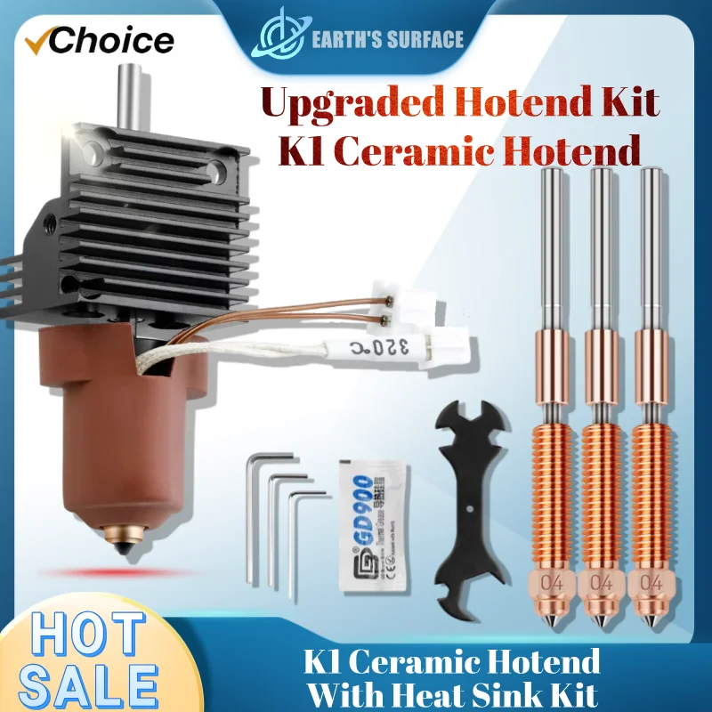 

K1 Ceramic Hotend With Heat Sink Kit For Creality K1 MAX 3D Printer Quick Swap Nozzle K1C All-Metal Integrated Extruder Hot End