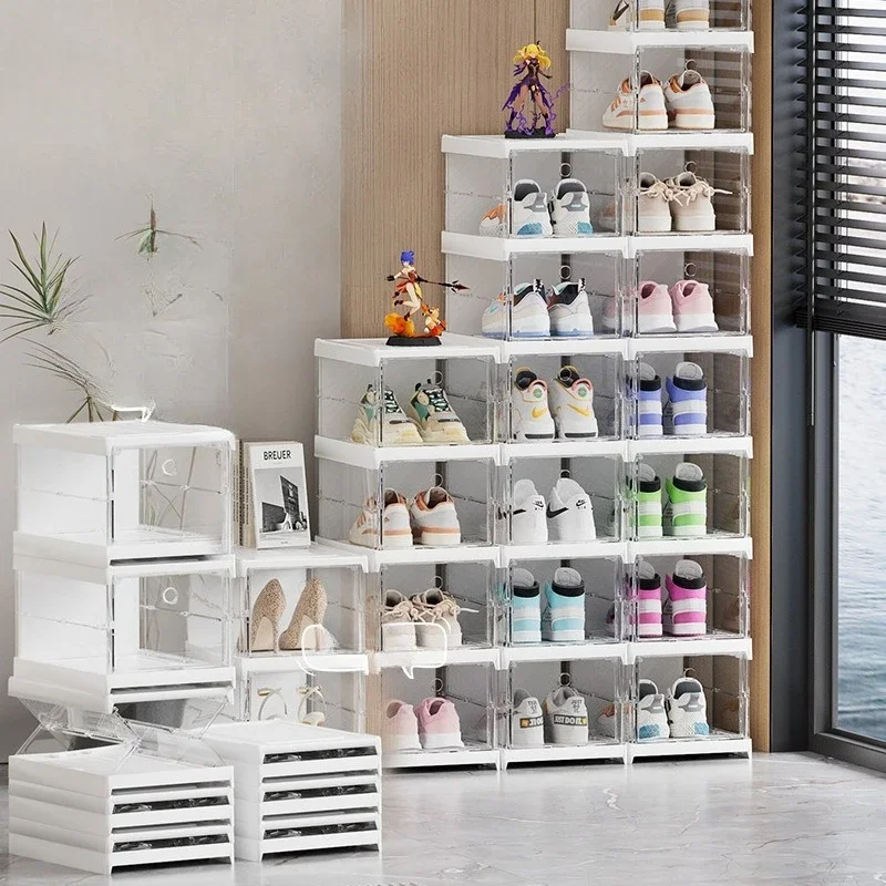 Transparent shoe cabinet Multi-layer thickened folding shoe rack shoes at home door