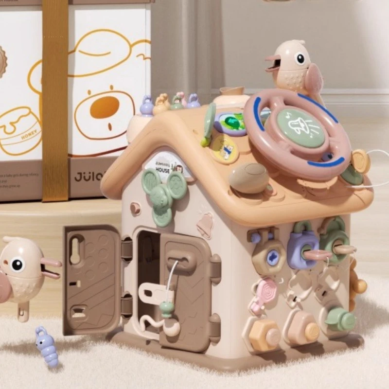 

Игрушка-куб для обучения ребенка, образовательный стол Монтессори 6-в-1 для детей 0–3 лет, мягкое освещение, гладкие углы, толстый АБС-пластик