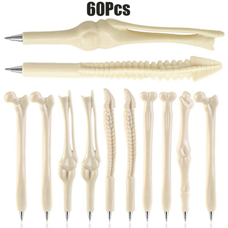 60Pcs Skeleton Bone Ballpoint Pens, Anatomy Bone Shaped Pens Gift for Medical Students