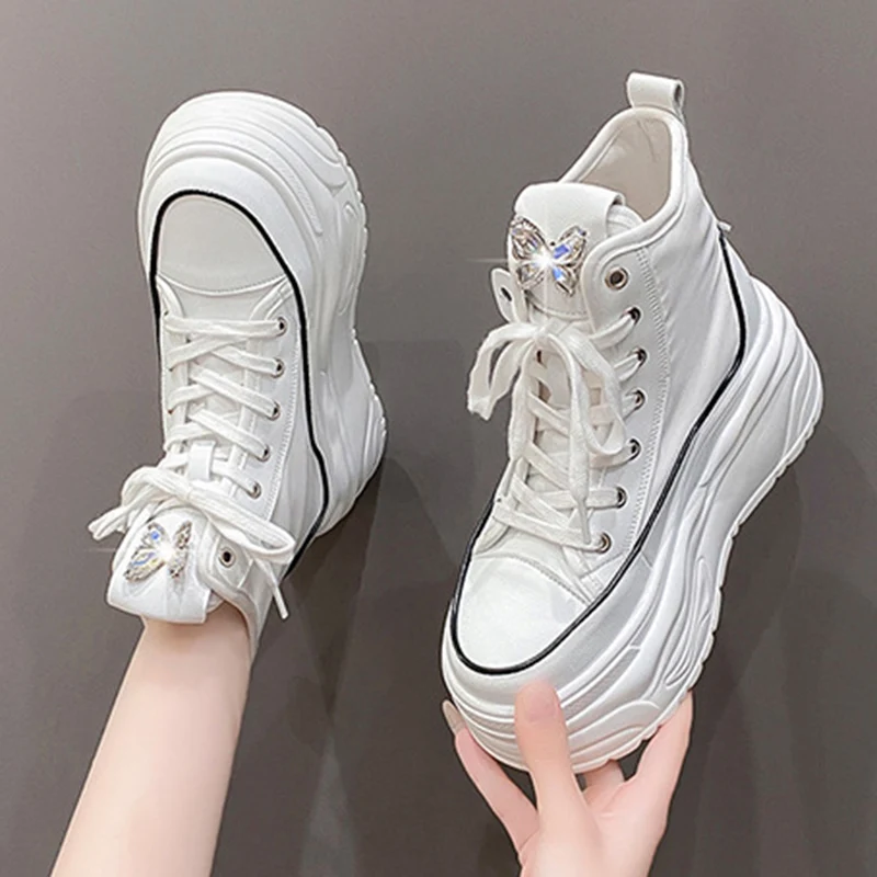 Women 8 CM Platform Shoes Casual Fashion Outdoor Versatile Sneakers Comfortable High Top Sneakers Running Sports Shoes Female 42