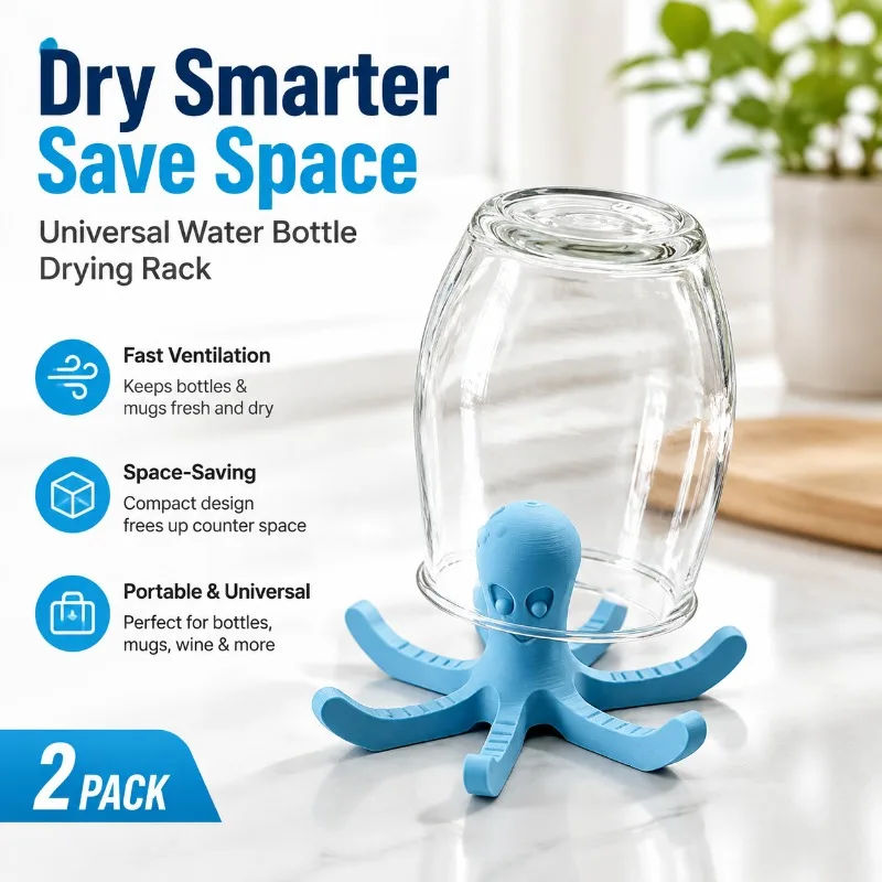 Universal Water Bottle Drying Rack, 2-Pack Fast Ventilation Circulation, Saves Countertop Space, Portable for Bottles Mugs Wine