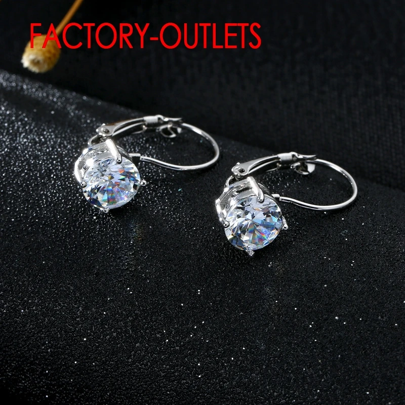Big Discount Genuine 925 Sterling Silver Fashion Jewelry Shining CZ Crystal Cubic Zirconia Silver Clip Dangle Earrings for Women