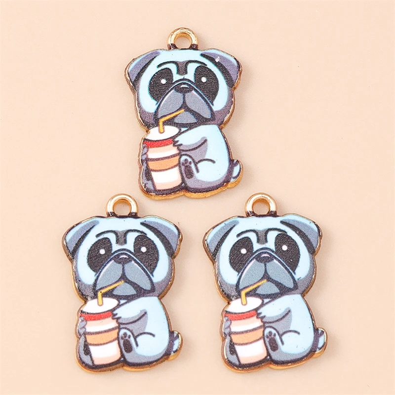 20 Stück 15x22mm Cartoon-Tieranhänger, emaillierte Hunde-Anhänger für die Schmuckherstellung, Ohrringe, Halsketten, DIY-Bastelzubehör – Detail 7