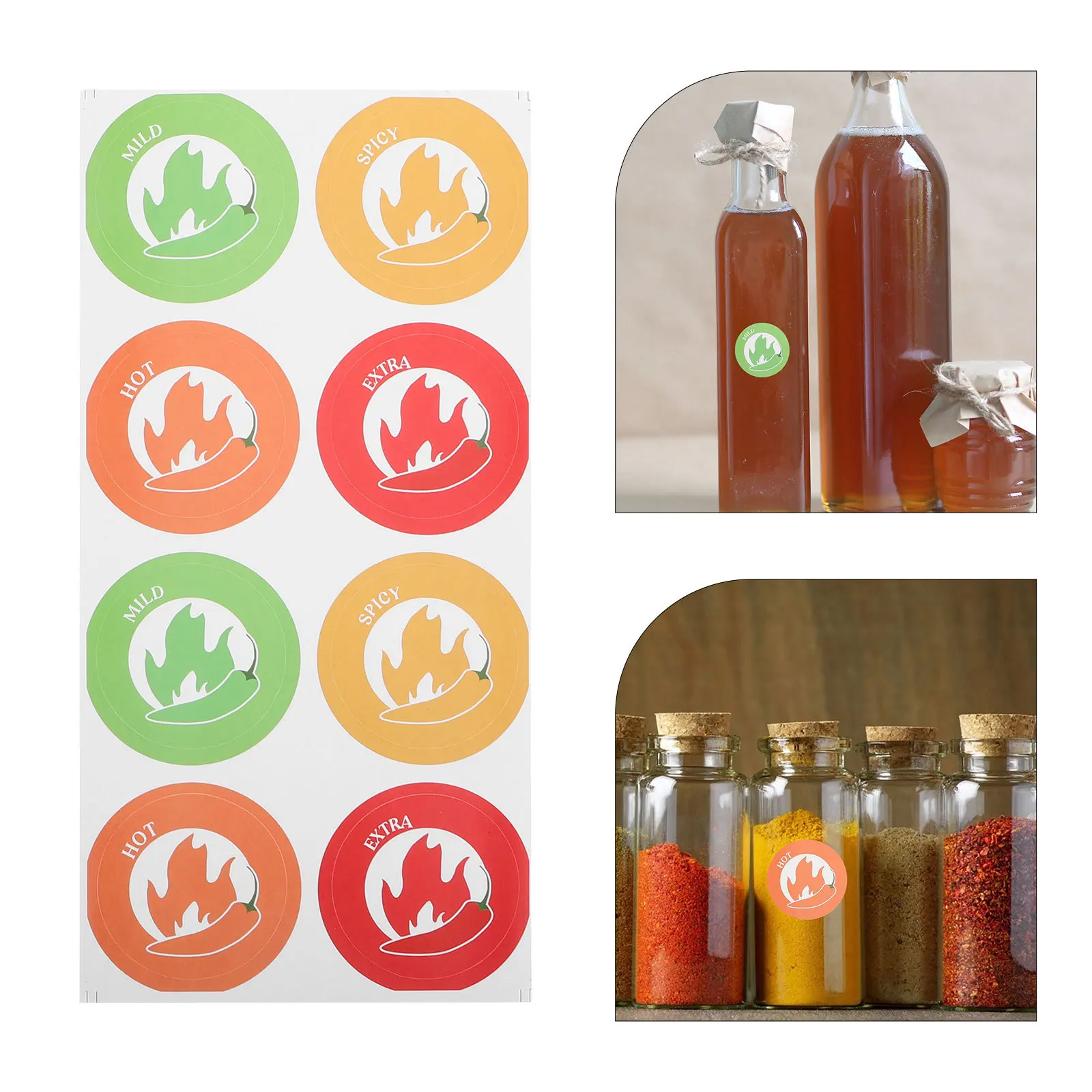 

10 Sheets Spicy Food Sticker Chili Pepper Pattern Spicy Level Warning Decals Food Spice Labels Hot Sauce Labels