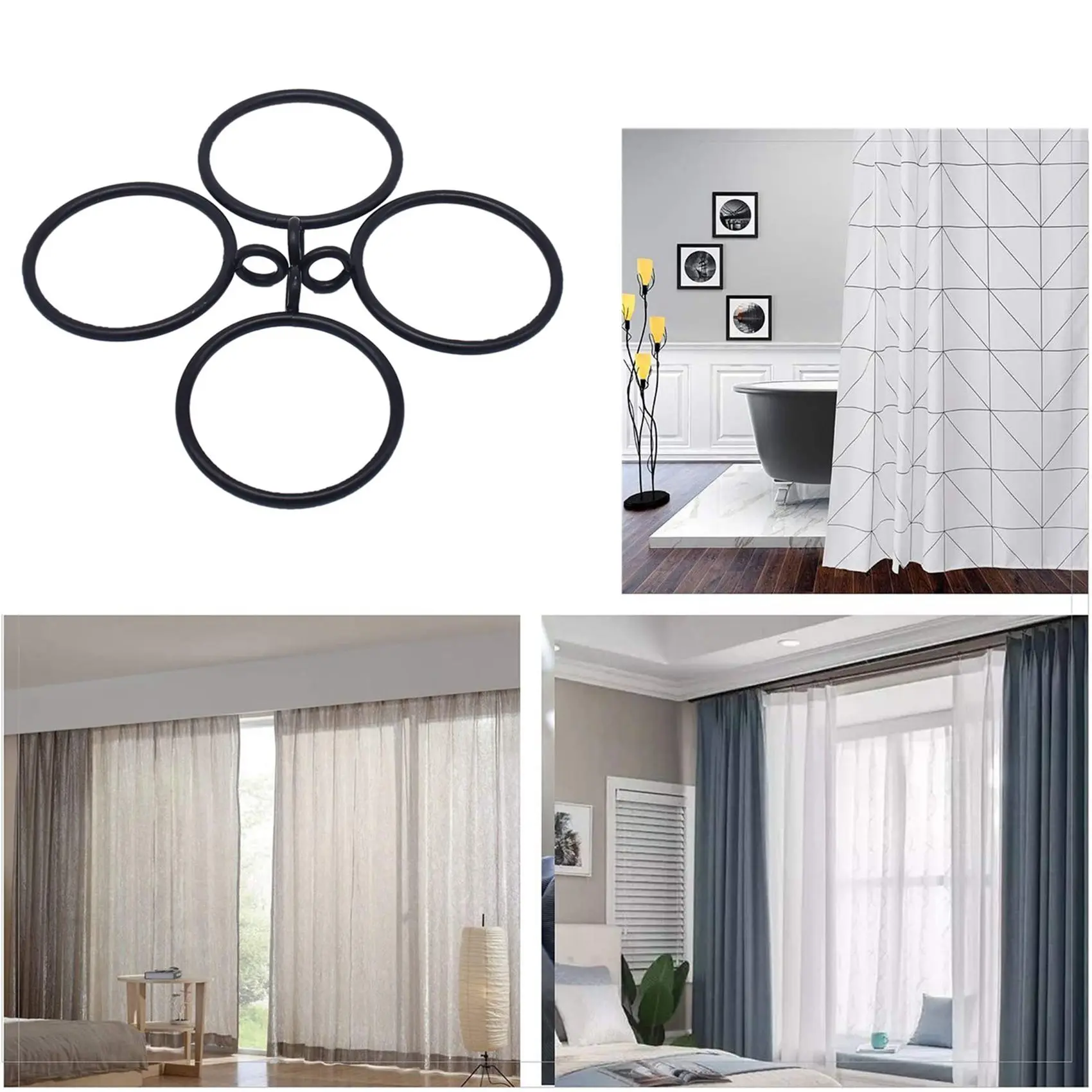 

Эффективные - 80 упаковок, внутренний диаметр 1,5 дюйма (38 мм), металлические кольца для штор, кольца для штор с петельками для драпировки - черный