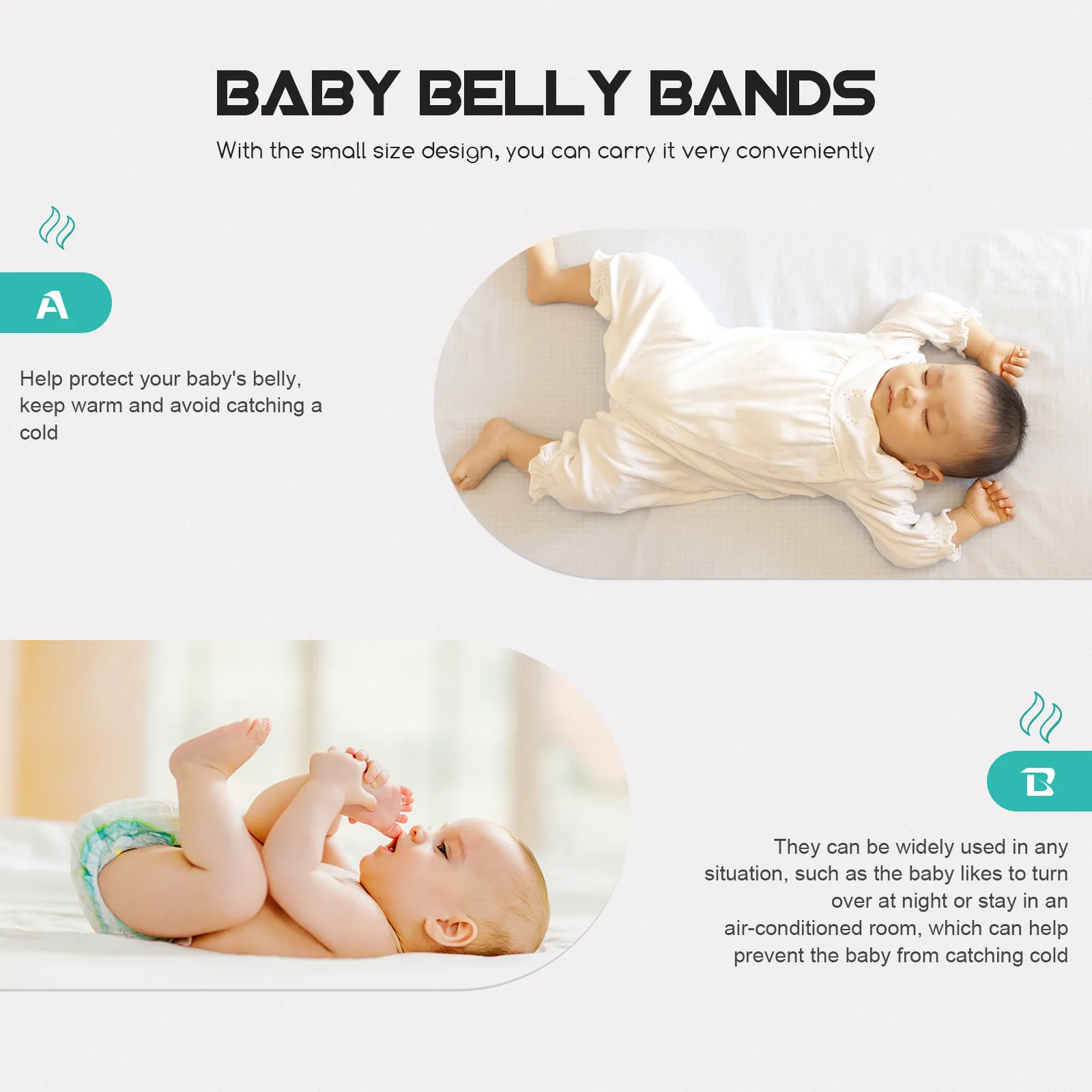 

3Pcs Baby Belly Bands Cotton Navel Belts Soft Comfortable Newborn Infant Warm Abdominal Protection for Toddler Colic Prevention