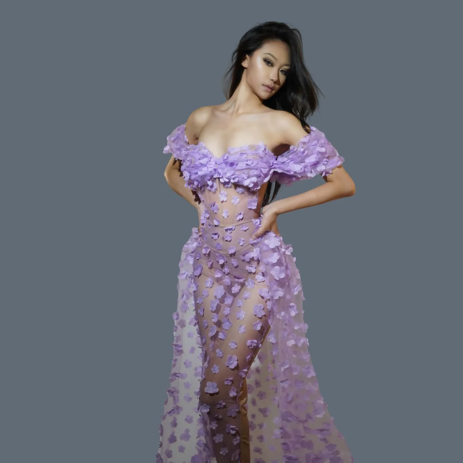 

Women Sexy Strapless Flower Crystal Maxi Long Dress 2024 Elegant Evening Club Party Dresses Stage Performance Clothing Huahua