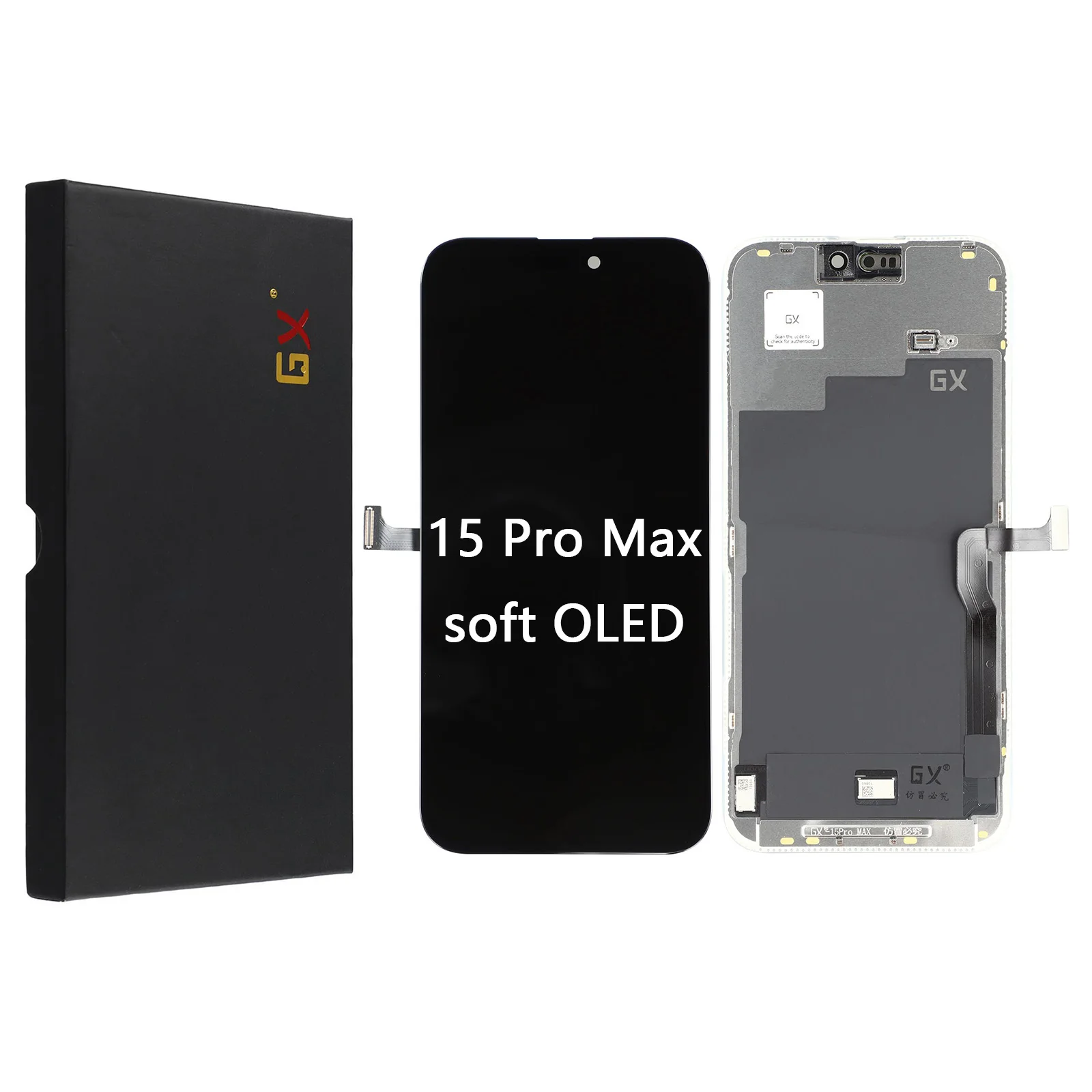 For iPhone 15 Pro Max Grade C GX OLED Screen and Digitizer Assembly Replacement Part (Without Logo)