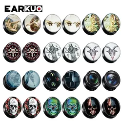 EARKUO Trendy Hand In Hand Sheep Head Camera Acrylic Ear Gauges Tunnels Fashion Body Piercing Jewelry Ear Plugs Expanders 2PCS