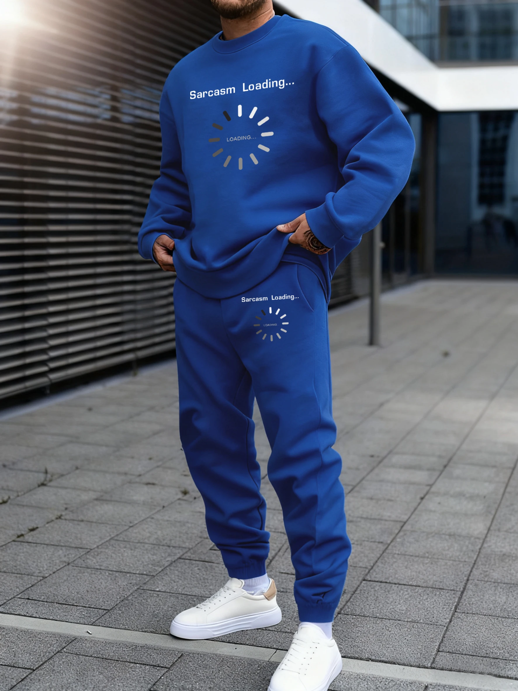 

Комплект мужской повседневной утепленной одежды: толстовка и джоггеры с карманами, простой стиль, уличная мода